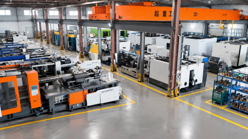 Dongguan warehouse — machines in stock, every one available for a live video walkthrough.